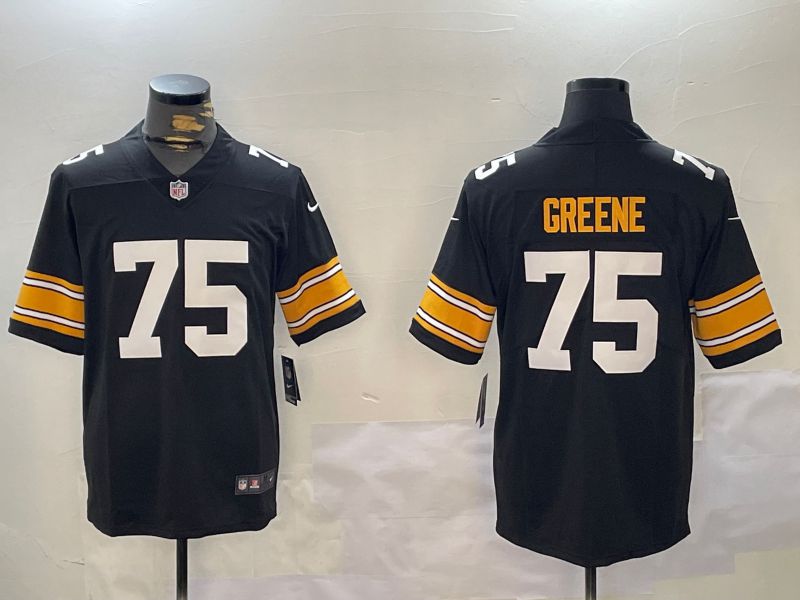 Men Pittsburgh Steelers #75 Greene Black 2024 Nike Vapor Limited NFL Jersey style 2